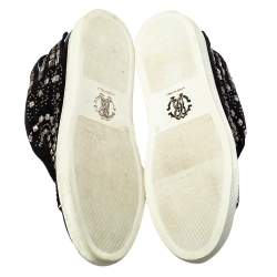 Pre Owned Roberto Cavalli Black Suede And Leather Studded Mid Top Sneaker Size 39