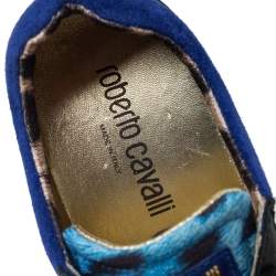 Roberto Cavalli Leather And Leopard Print Fabric Low Top Sneakers Size 40