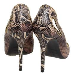 Pre Owned Roberto Cavalli Brown/Black Python Embossed Laser Cut Pumps Size 39