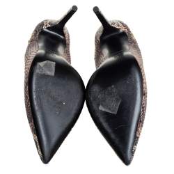 Pre Owned Roberto Cavalli Brown/Black Python Embossed Laser Cut Pumps Size 39