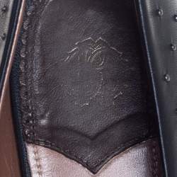 Pre Owned Robert Cavalli Black Leather Studded Ballet Flats Size 38
