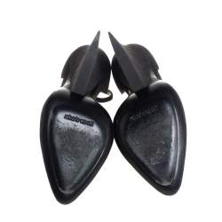 مملوكة مسبقًا Roberto Cavalli Black Suede Ankle Strap Block Heels Pumps Size 37