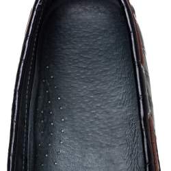 Pre Owned Roberto Cavalli Black Croc Embossed Leather Slip on Loafers Size 40