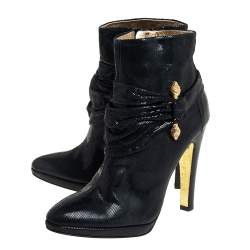 Roberto Cavalli Black Nubuck Ankle Boots Size 40.5