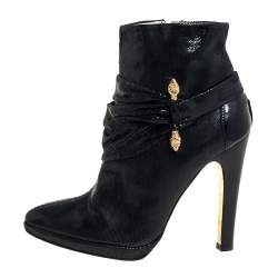 Roberto Cavalli Black Nubuck Ankle Boots Size 40.5