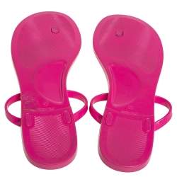 Pre Owned Roberto Cavalli Pink Jelly Thong Flats Size 40