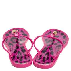 Pre Owned Roberto Cavalli Pink Jelly Thong Flats Size 40