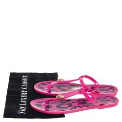 Pre Owned Roberto Cavalli Pink Jelly Thong Flats Size 40