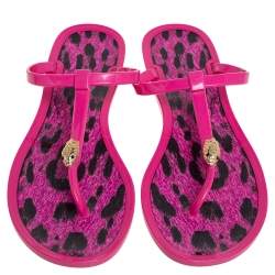 Pre Owned Roberto Cavalli Pink Jelly Thong Flats Size 40