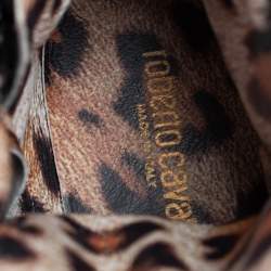 Pre Owned Roberto Cavalli Black Leather Combat Boots Size 38