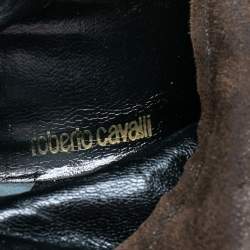 Pre Owned Roberto Cavalli Brown Suede Over the Knee Boots Size 37