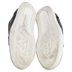 Pre Owned Roberto Cavalli Navy Blue Leather Whip Stitched Sip On Sneakers Size 41