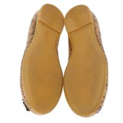 Roberto Cavalli Metallic Gold Python Embossed Leather Logo Embellished Ballet Flats Size 36