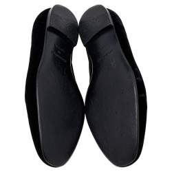 Pre Owned Roberto Cavalli Black Velvet Embellished Slip on Loafers Size 39