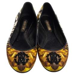 Pre Owned Roberto Cavalli Multicolor Printed Canvas Ballet Flats Size 36