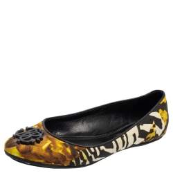 Pre Owned Roberto Cavalli Multicolor Printed Canvas Ballet Flats Size 36