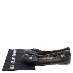 Pre Owned Roberto Cavalli Black Bow Ballet Flats Size 37