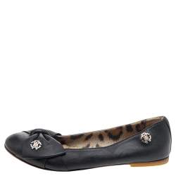 Pre Owned Roberto Cavalli Black Bow Ballet Flats Size 37