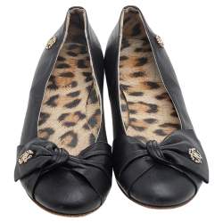 Pre Owned Roberto Cavalli Black Bow Ballet Flats Size 37
