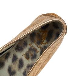 Roberto Cavalli Metallic Gold Iridescent Effect Leather Embellished Slip On Loafers Size 39