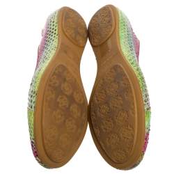 Pre Owned Roberto Cavalli Tri-Color Python Leather Ballet Flats Size 38