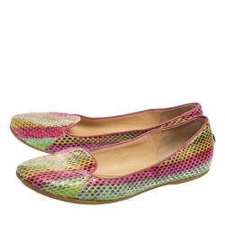 Pre Owned Roberto Cavalli Tri-Color Python Leather Ballet Flats Size 38