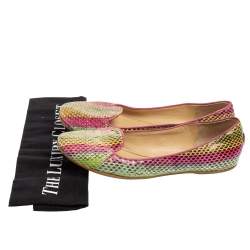 Pre Owned Roberto Cavalli Tri-Color Python Leather Ballet Flats Size 38
