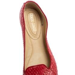 Pre Owned Roberto Cavalli Red Python Leather Smoking Slippers Size 38