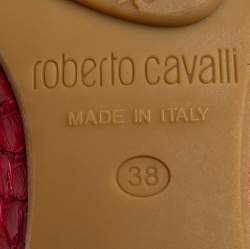 Pre Owned Roberto Cavalli Red Python Leather Smoking Slippers Size 38