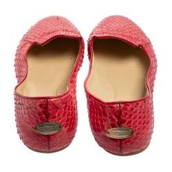 Pre Owned Roberto Cavalli Red Python Leather Smoking Slippers Size 38