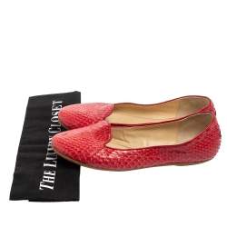 Pre Owned Roberto Cavalli Red Python Leather Smoking Slippers Size 38