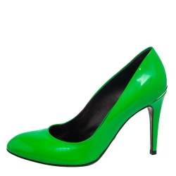 Roberto Cavalli Neon Green Patent Leather Pumps Size 38