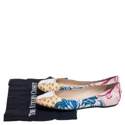 Pre Owned Roberto Cavalli Multicolor Printed Canvas Ballet Flats Size 38