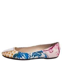 Pre Owned Roberto Cavalli Multicolor Printed Canvas Ballet Flats Size 38