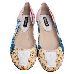 Pre Owned Roberto Cavalli Multicolor Printed Canvas Ballet Flats Size 38