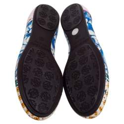 Pre Owned Roberto Cavalli Multicolor Printed Canvas Ballet Flats Size 38
