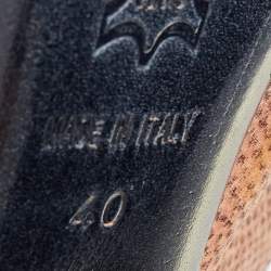 Pre Owned Roberto Cavalli Bronze Lizard Print Satin Pointed Toe Slingback Sandals Size 40