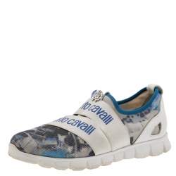 Roberto Cavalli Multicolor Print Mesh and Stretch Fabric Slip On Sneakers Size 36