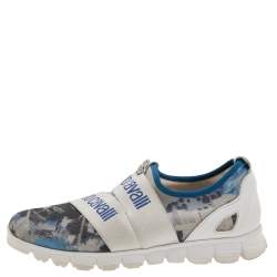 Roberto Cavalli Multicolor Print Mesh and Stretch Fabric Slip On Sneakers Size 36