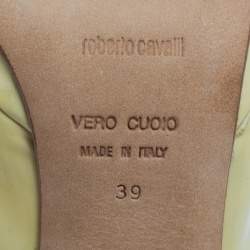 Pre Owned Roberto Cavalli Yellow Patent Leather And Mesh Ankle Booties Size 39