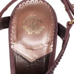 Pre Owned Roberto Cavalli Purple Suede Crystal Embellished Strappy Sandals Size 40