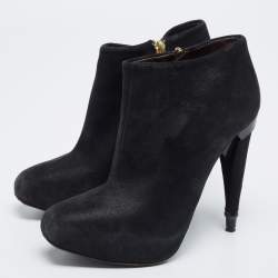 Roberto Cavalli Black Laminated Suede Ankle Boots Size 38