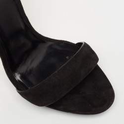 Pre Owned Roberto Cavalli Black Suede Wedge Ankle Strap Sandals Size 38