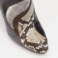 Roberto Cavalli Multicolor Snakeskin and Suede Ankle Boots Size 38.5