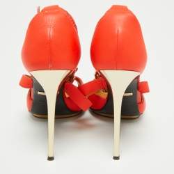 Pre Owned Roberto Cavalli Red Leather Embellished Ankle Strap Sandals Size 39