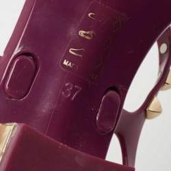 Pre Owned Roberto Cavalli Purple Rubber Studded Thong Sandals Size 37