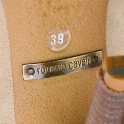 Pre Owned Roberto Cavalli Beige Suede Knee Length Boots Size 39