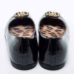 Pre Owned Roberto Cavalli Black Patent Leather Ballet Flats Size 38