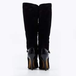 Pre Owned Roberto Cavalli Black Suede Knee Length Boots Size 41