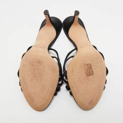 مملوكة مسبقًا Roberto Cavalli Black Satin Embellished Slide Side 39